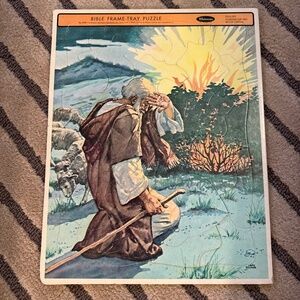VINTAGE  WHITMAN BIBLE FRAME-TRAY PUZZLE  OF MOSES FINDING THE BURNING BUSH